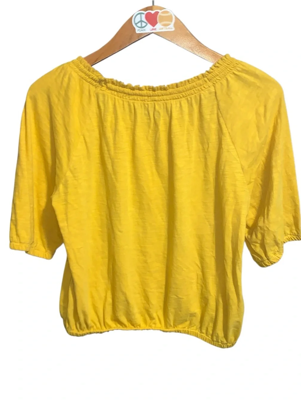 LOFT Yellow and Black Puff-Sleeve Peasant Blouses (Set of 2) Woman’s XS